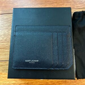 Saint Laurent Grain Leather Card / ID Holder Wallet